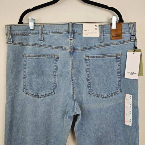 Goodfellow & Co Mens Straight Slim Fit Bllue Jeans W40 x L32 Light Wash Denim - Picture 5 of 10